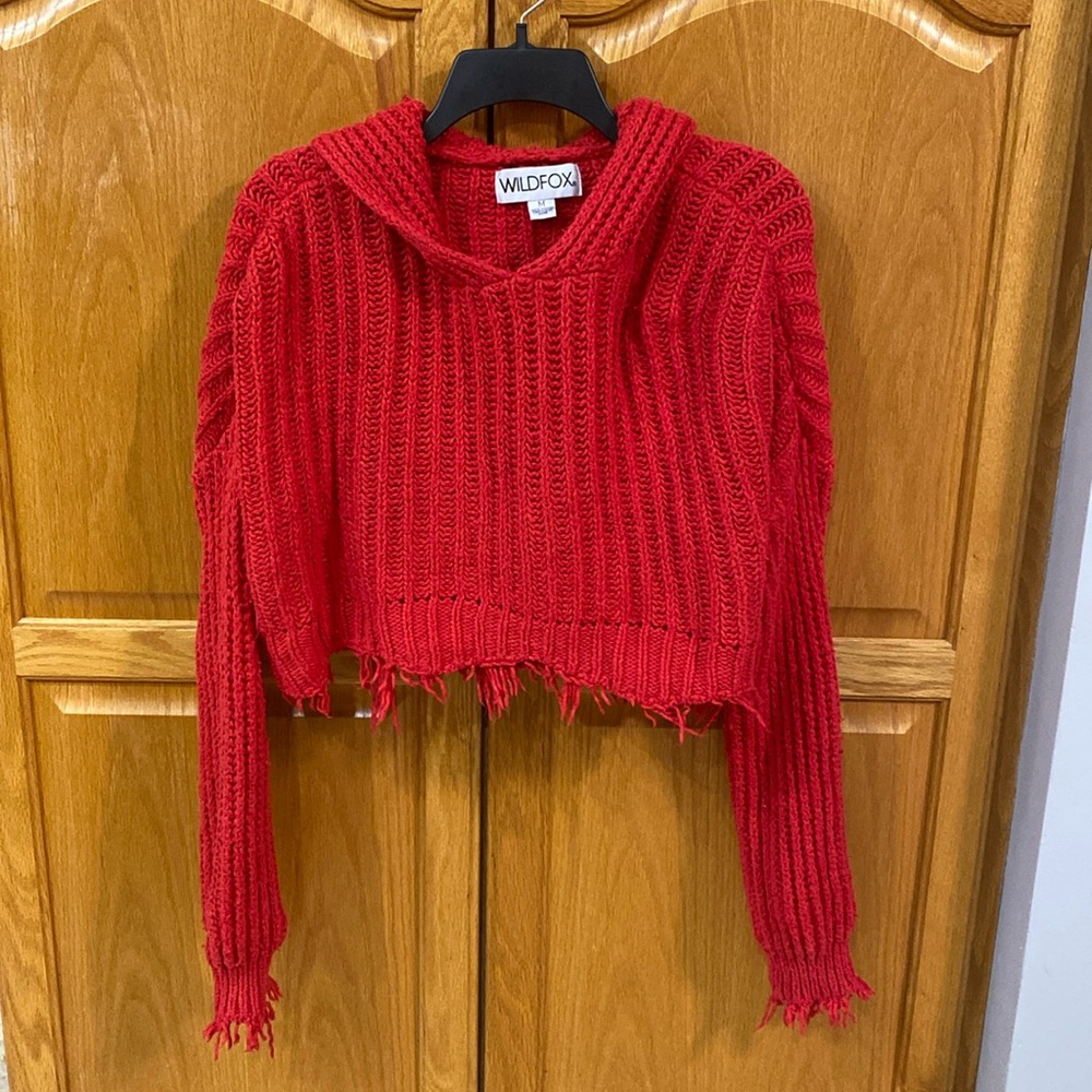 Wildfox hooded cropped sweater size medium.